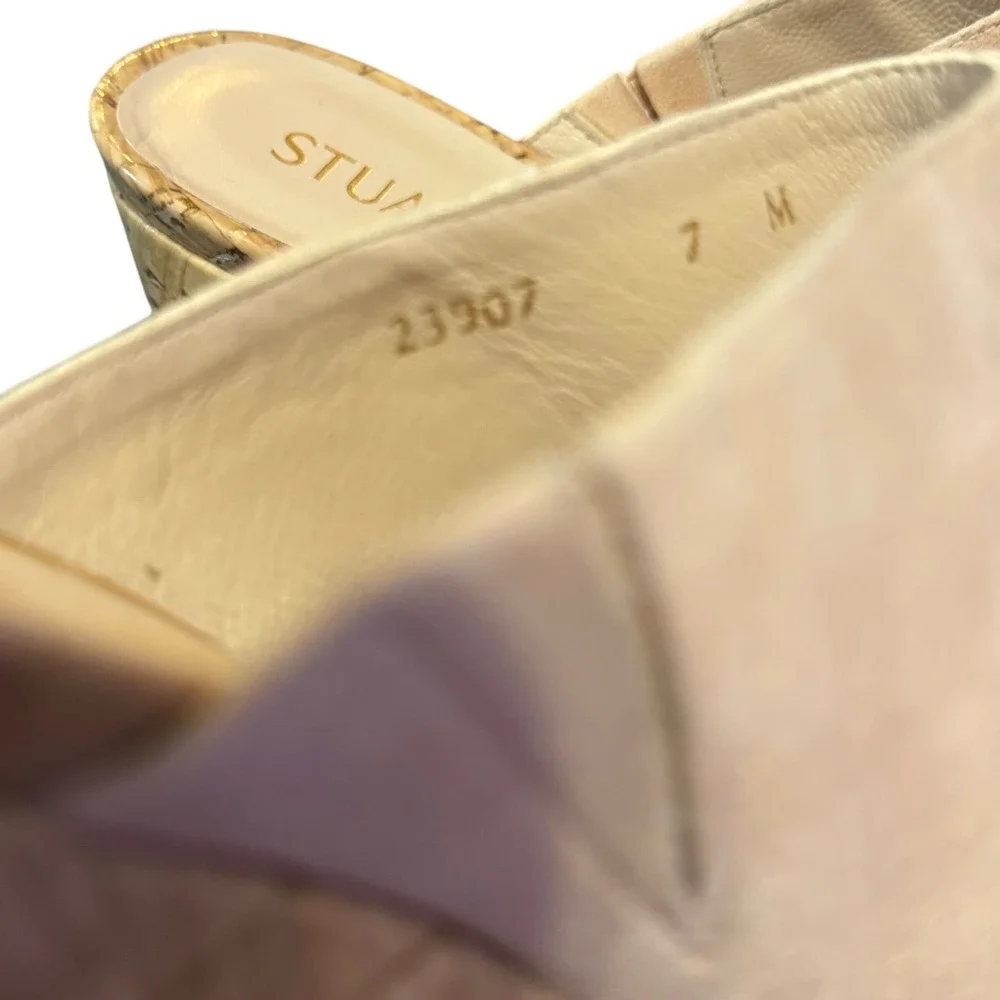 NWOT Stuart Weitzman Margarite Blush Suede Cork Wedge Platform Spain SZ7 PeepToe - Picture 8 of 9